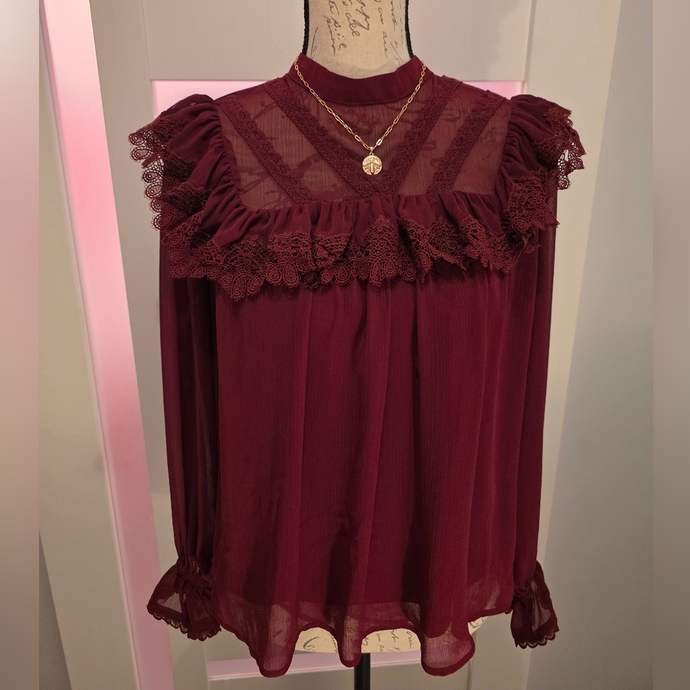Vici Deep Red Lace Top